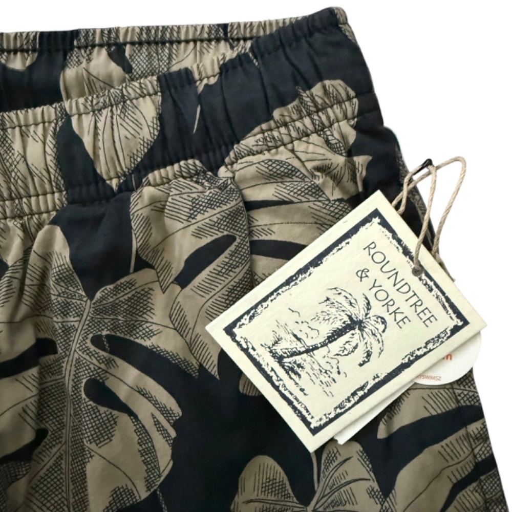 NWT Roundtree & York Tropical Swim Trunks M Black - Picture 4 of 11